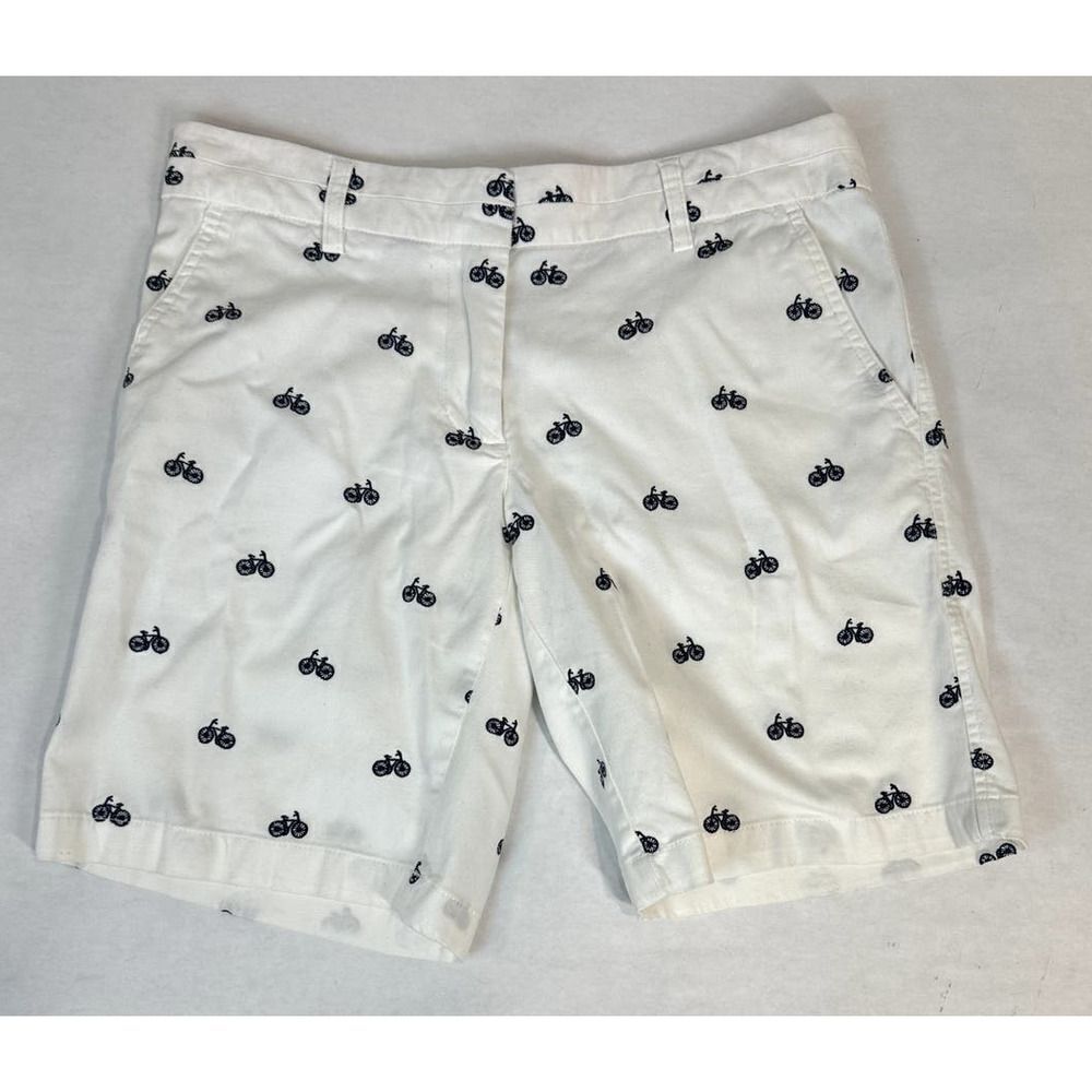 British Khaki Bicycle Print Chino Shorts 97% Cotton - Women Size 4